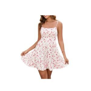Floral Mini Spaghetti Trap Flowy Dress, S, 3I-129D001
